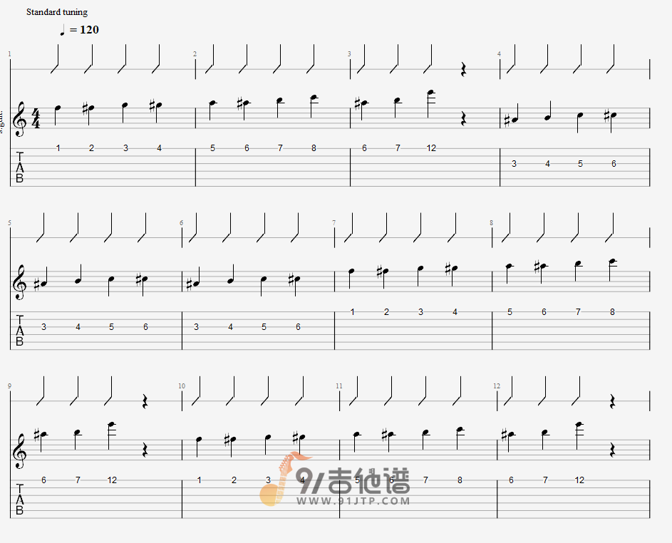 每行4小节
