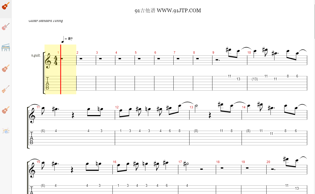 孙燕姿《遇见(完美版)》GTP吉他谱【可视听GTP谱大全】Guitar Pro Tabs