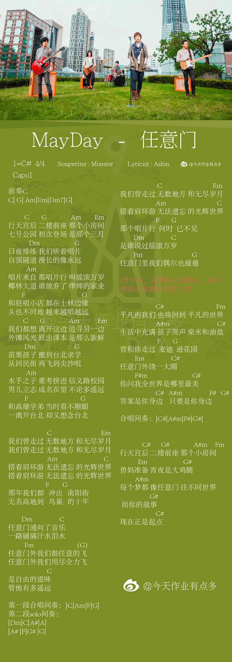 五月天 任意门吉他谱
