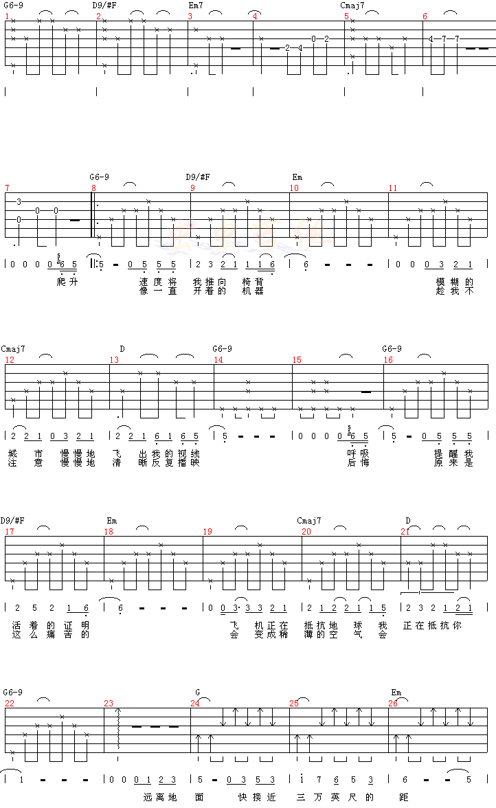 三万英尺吉他谱-91吉他谱