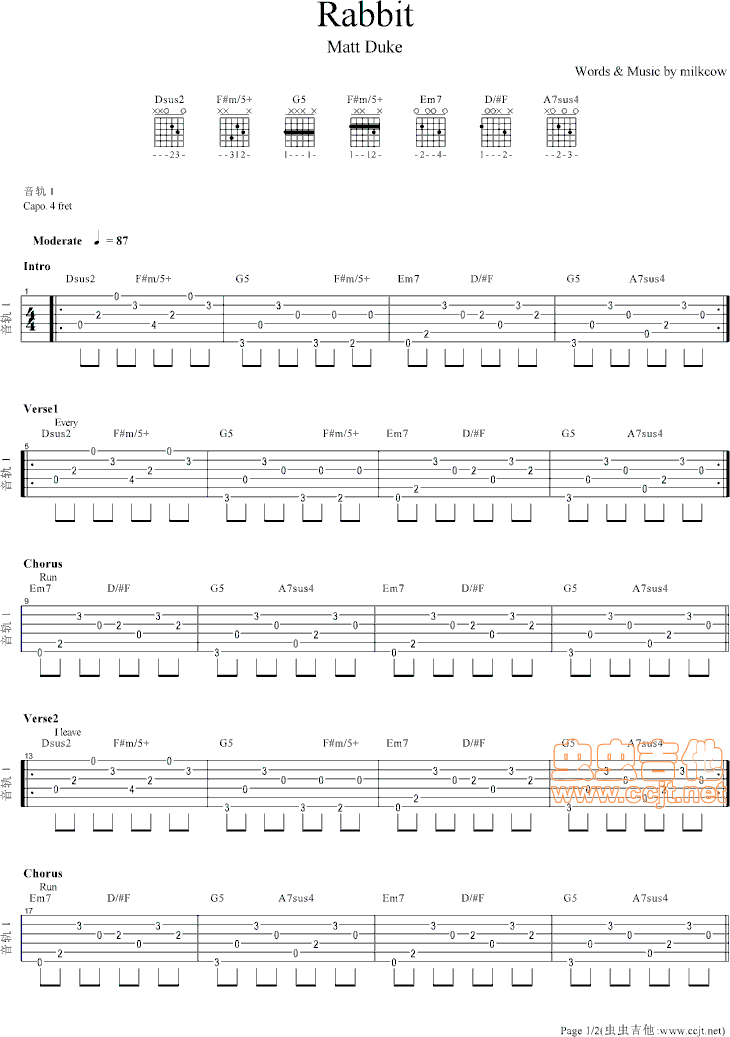 Rabbit吉他谱-91吉他谱