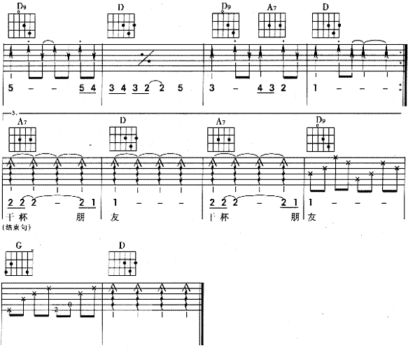 干杯朋友吉他谱-91吉他谱