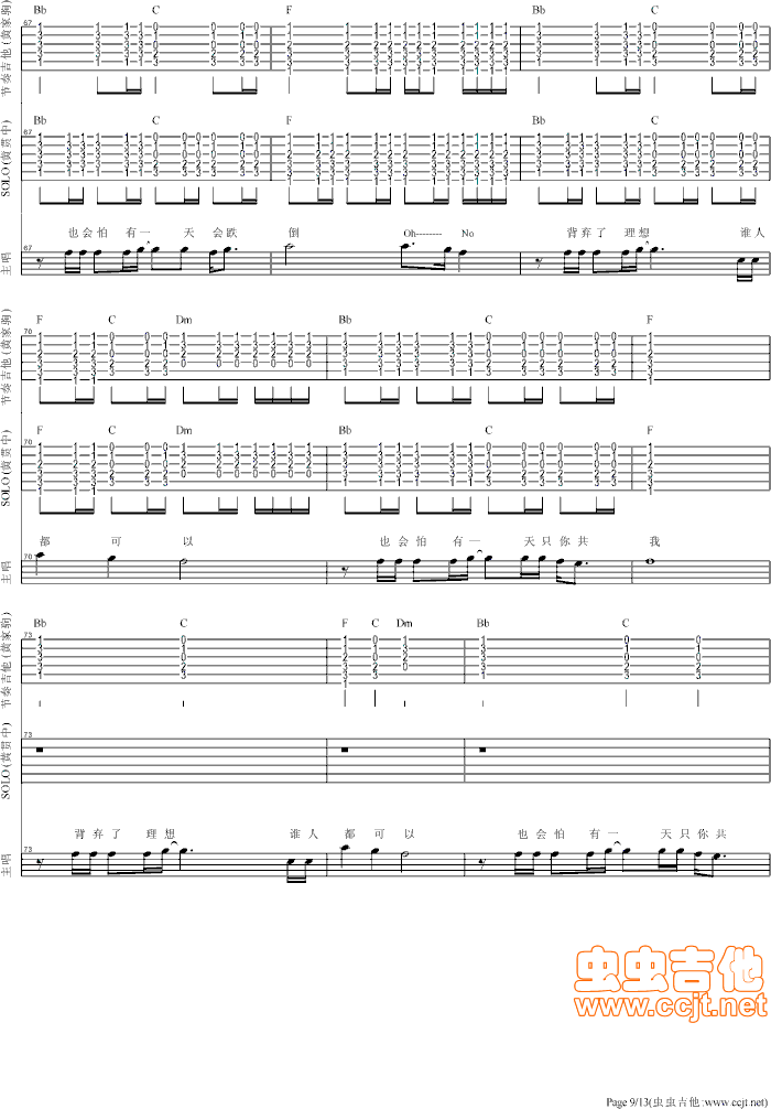 海阔天空吉他谱-91吉他谱