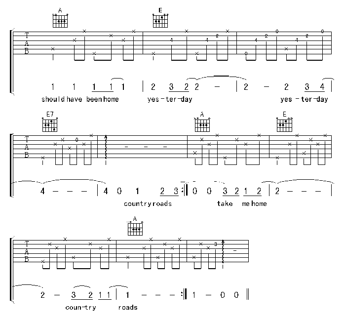 Countryroad吉他谱-91吉他谱