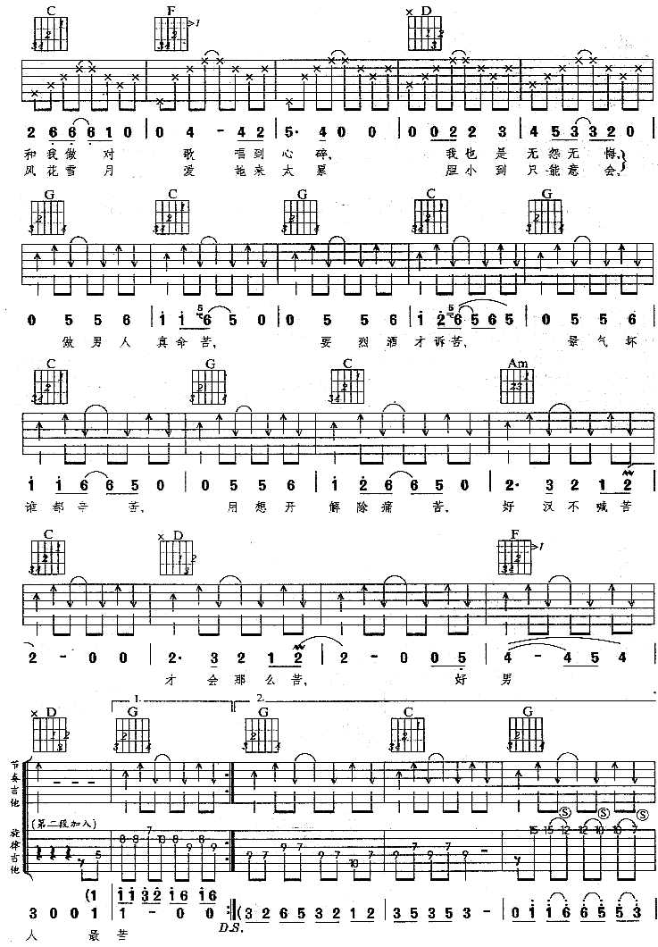 男人真命苦吉他谱-91吉他谱