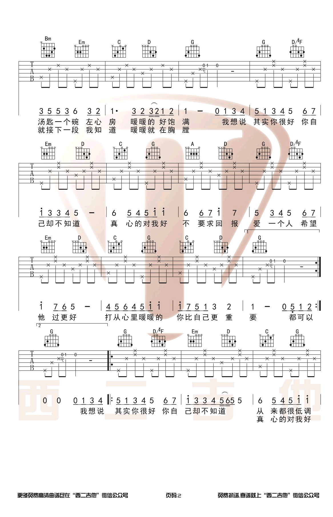 暖暖吉他谱 梁静茹-2