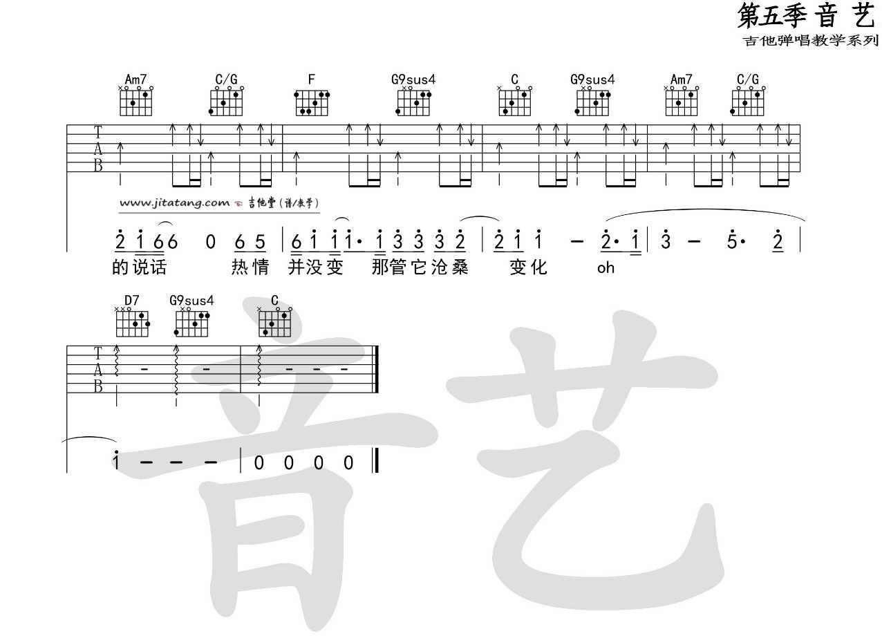 《遥远的她》吉他谱-张学友-C调原版弹唱六线谱-高清图片谱