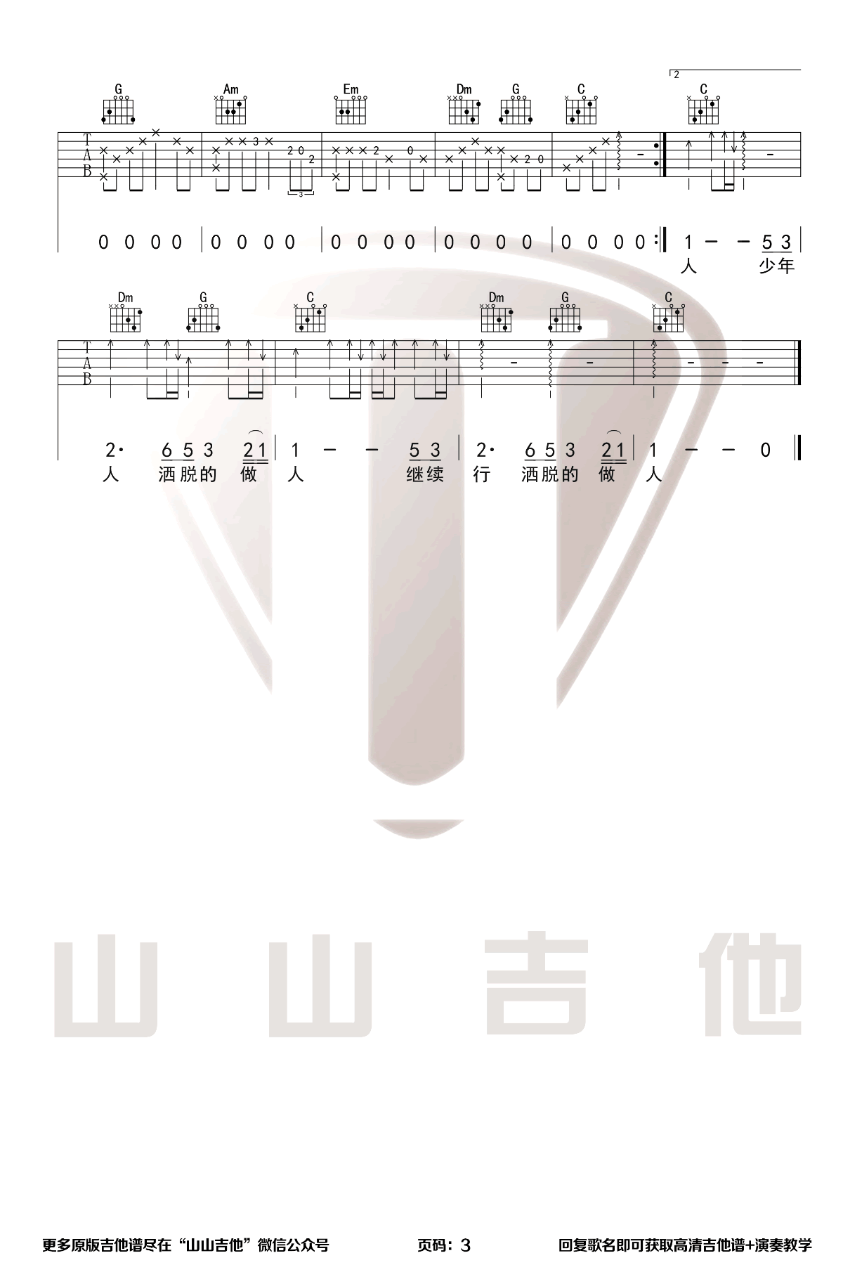 《沉默是金》吉他谱-张国荣-C调简单版弹唱谱-高清六线谱