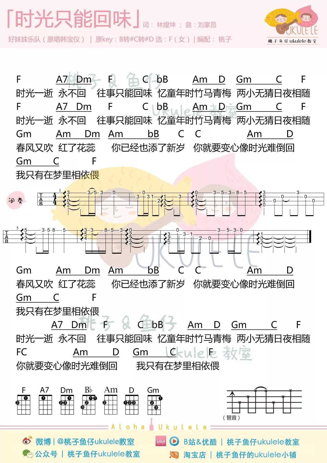 好妹妹乐队《往事只能回味》尤克里里谱-Ukulele Music Score