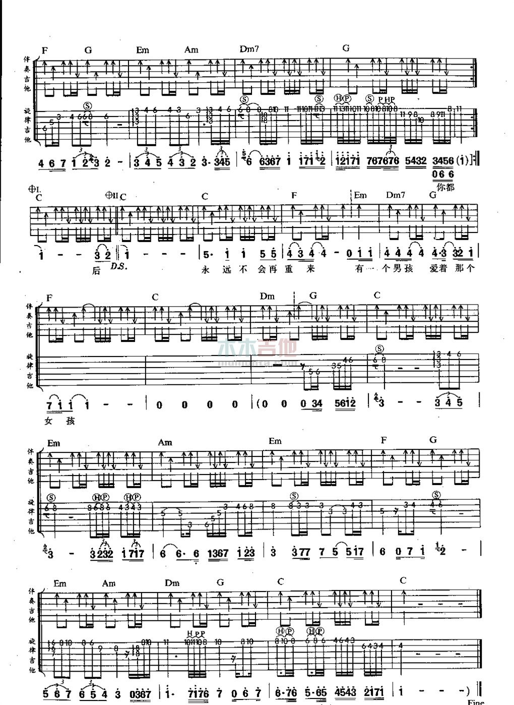刘若英《后来》吉他谱-Guitar Music Score