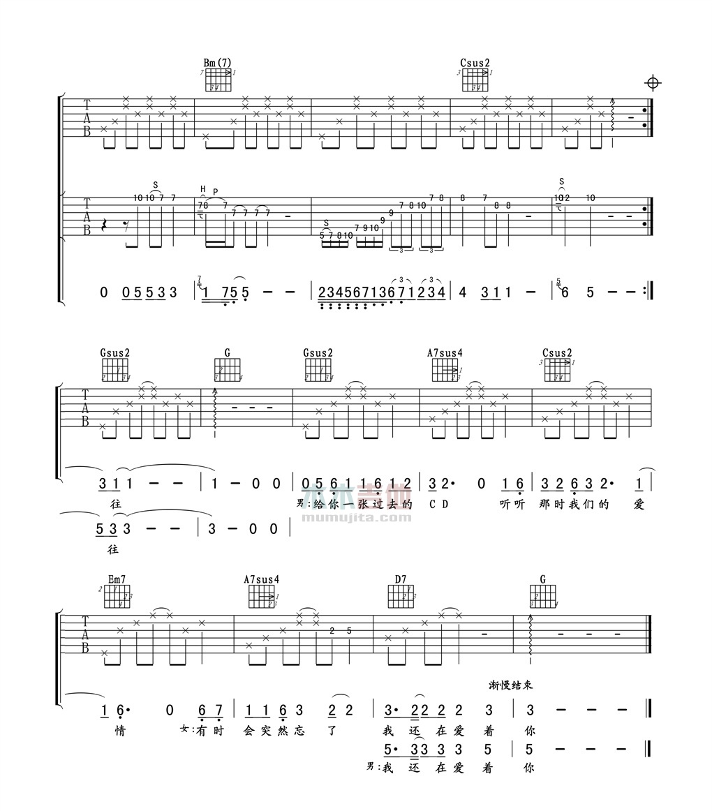 陈奕迅,王菲《因为爱情》吉他谱-Guitar Music Score