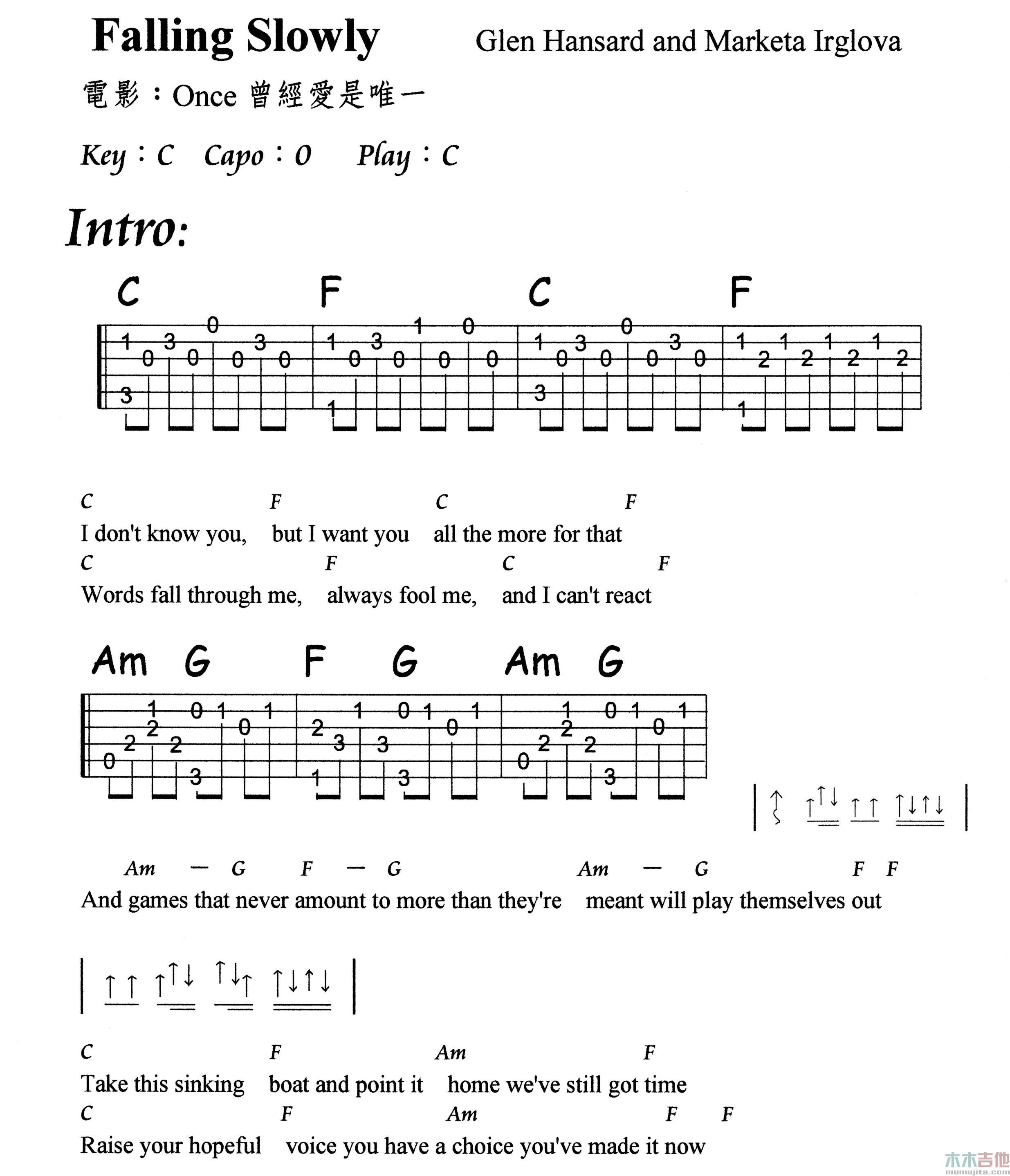 The,Frames《Falling Slowly》吉他谱-Guitar Music Score