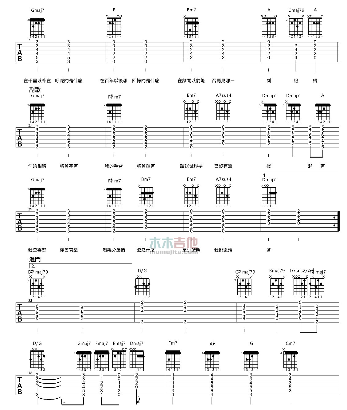 李荣浩《模特》吉他谱-Guitar Music Score
