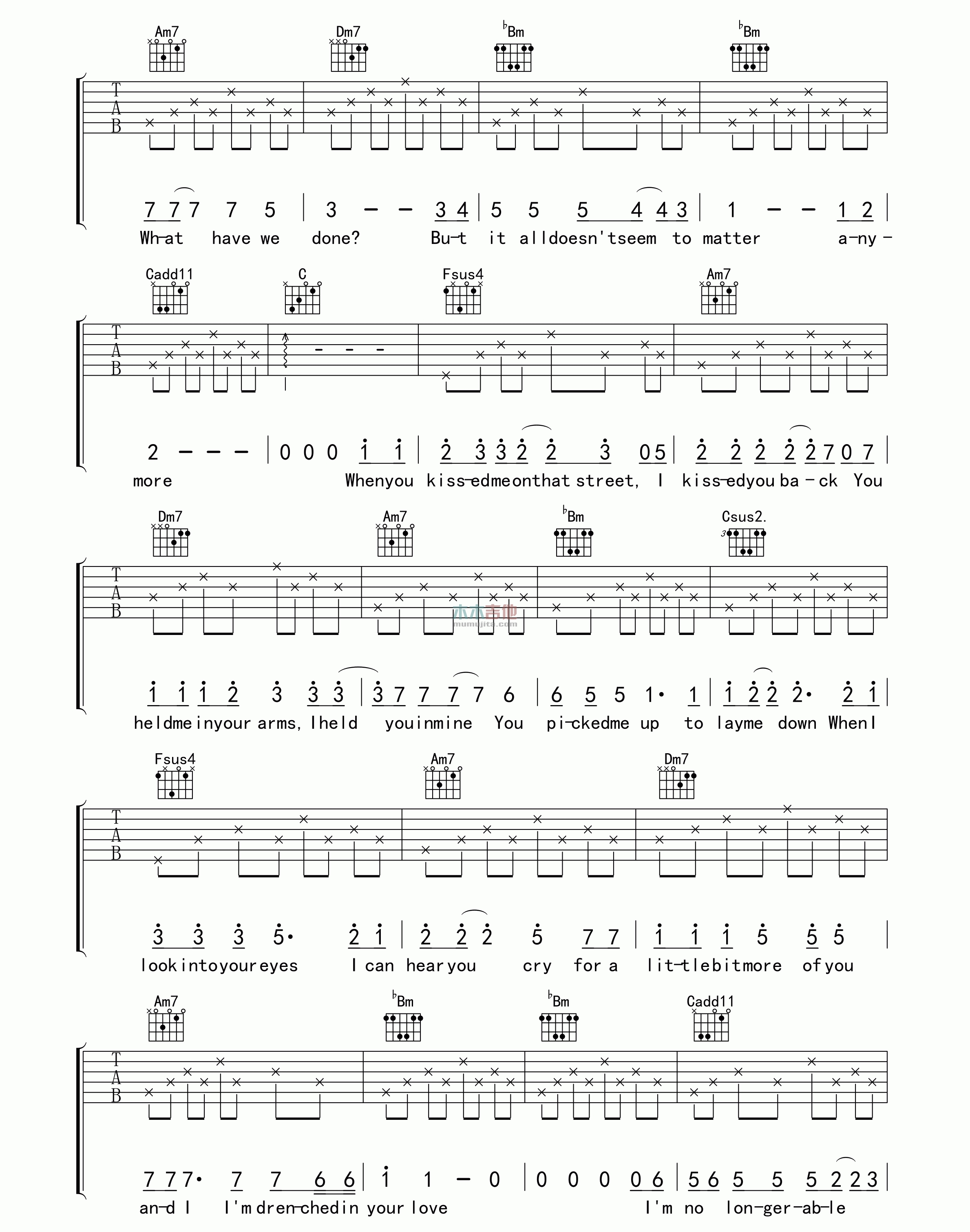 曲婉婷《Drenched》吉他谱-Guitar Music Score