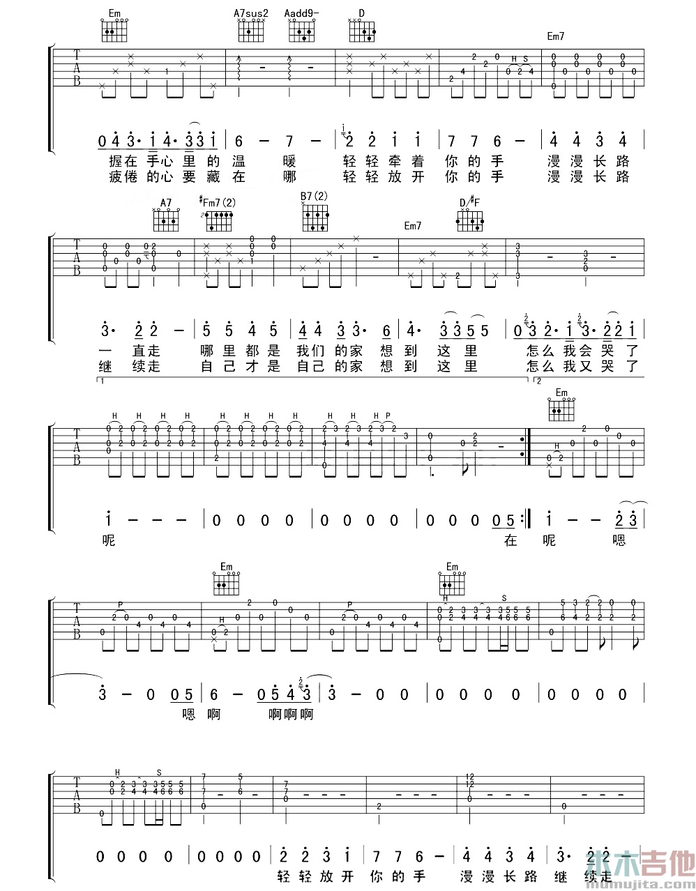陈绮贞《家》吉他谱-Guitar Music Score