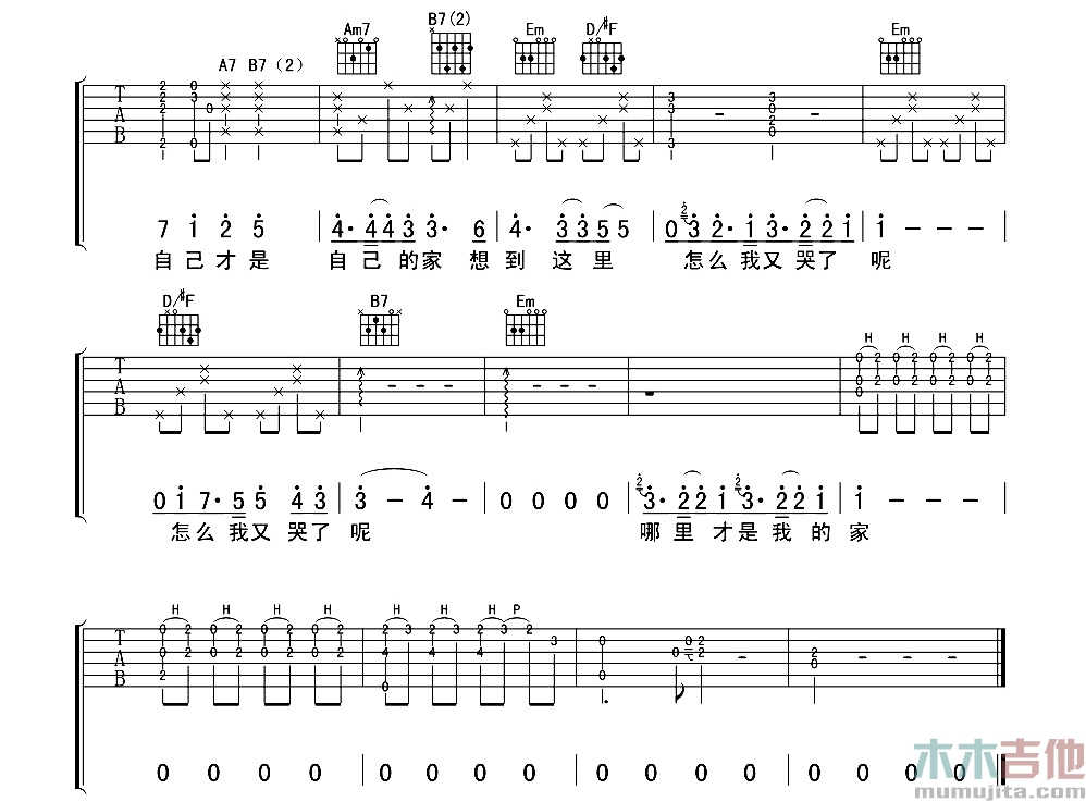 陈绮贞《家》吉他谱-Guitar Music Score