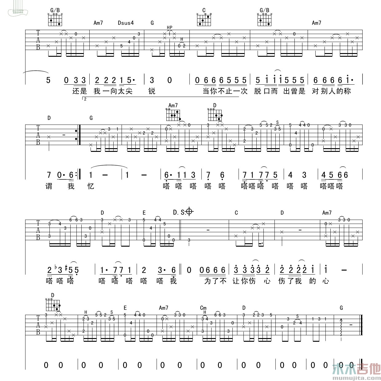 陈绮贞《表面的和平》吉他谱-Guitar Music Score