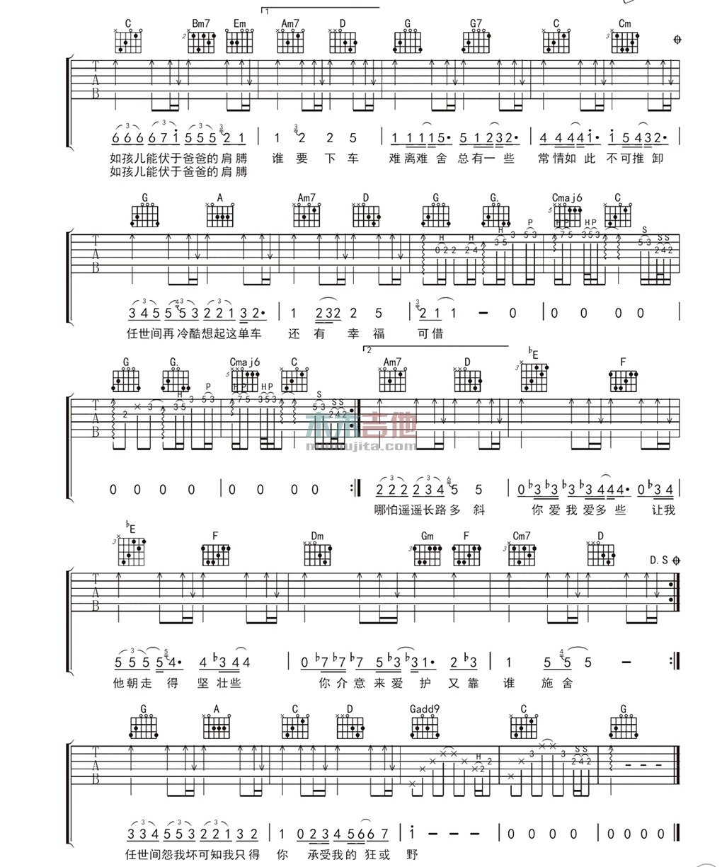陈奕迅《单车》吉他谱-Guitar Music Score