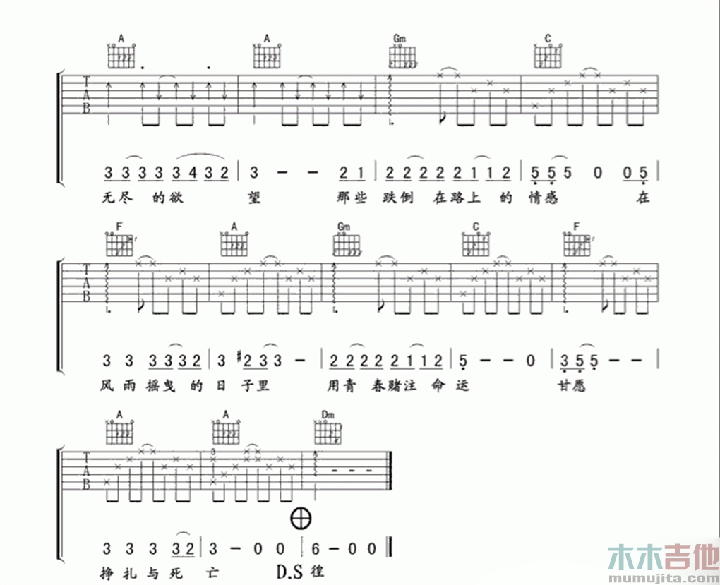 尚宇翔《护城河》吉他谱-Guitar Music Score