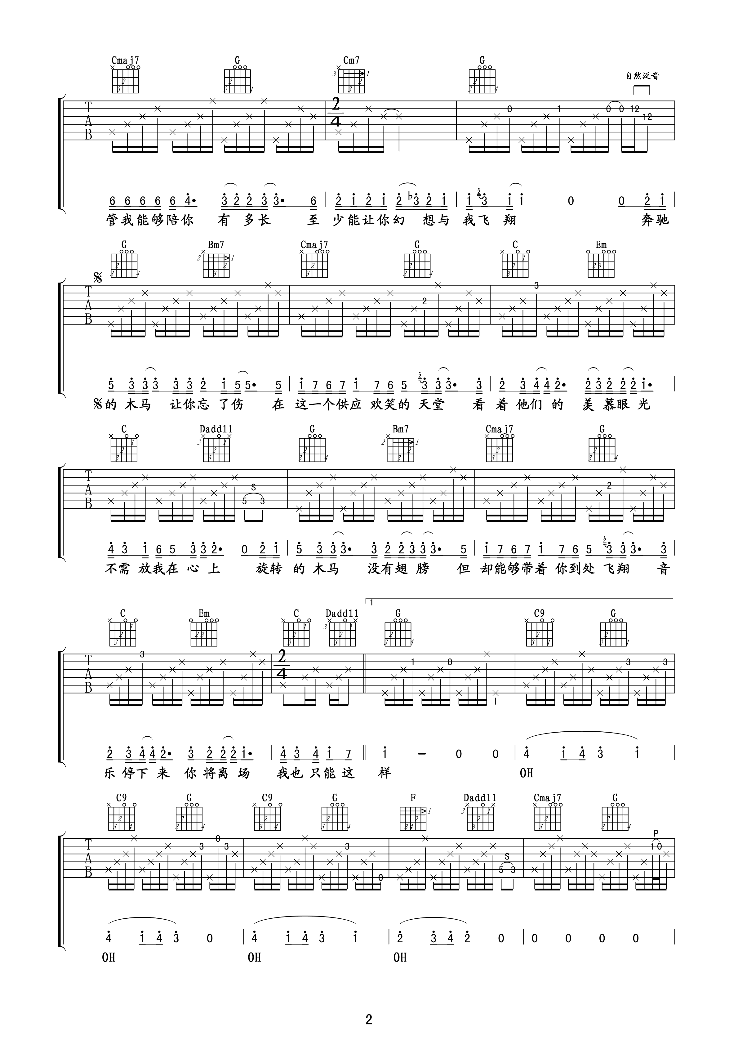 王菲《旋木》吉他谱-Guitar Music Score