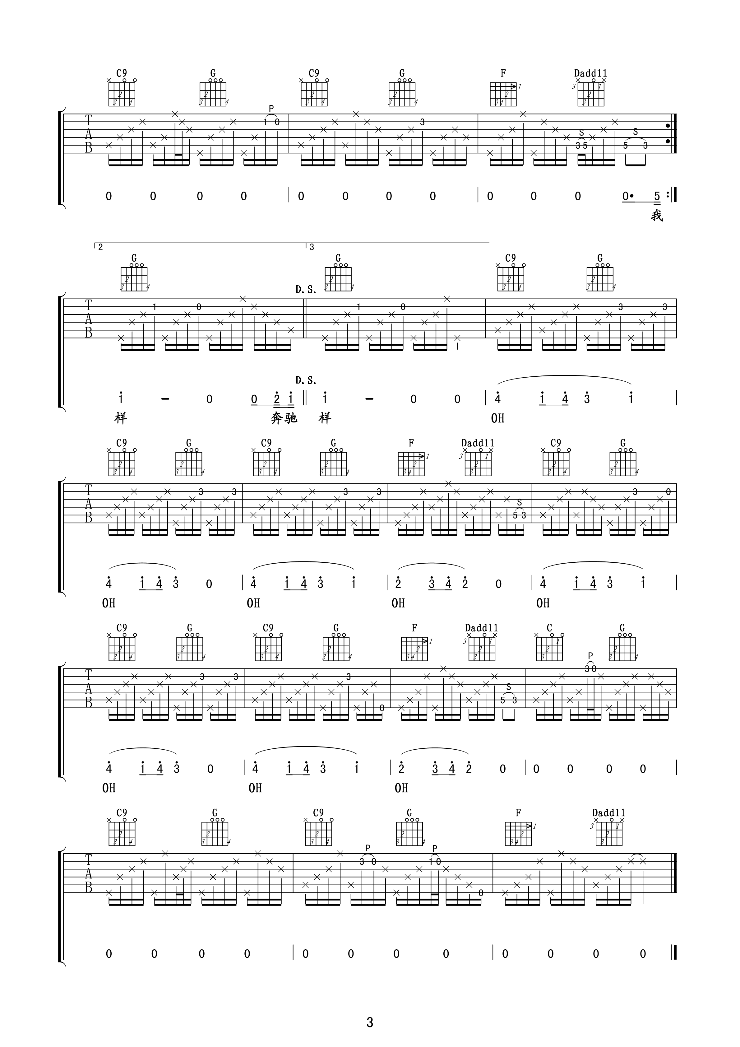 王菲《旋木》吉他谱-Guitar Music Score