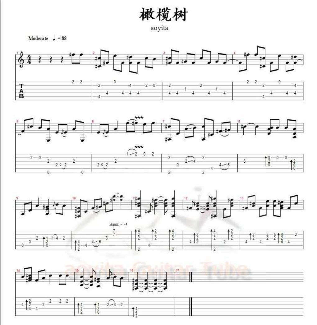 齐豫《橄榄树 指弹 》吉他谱-Guitar Music Score