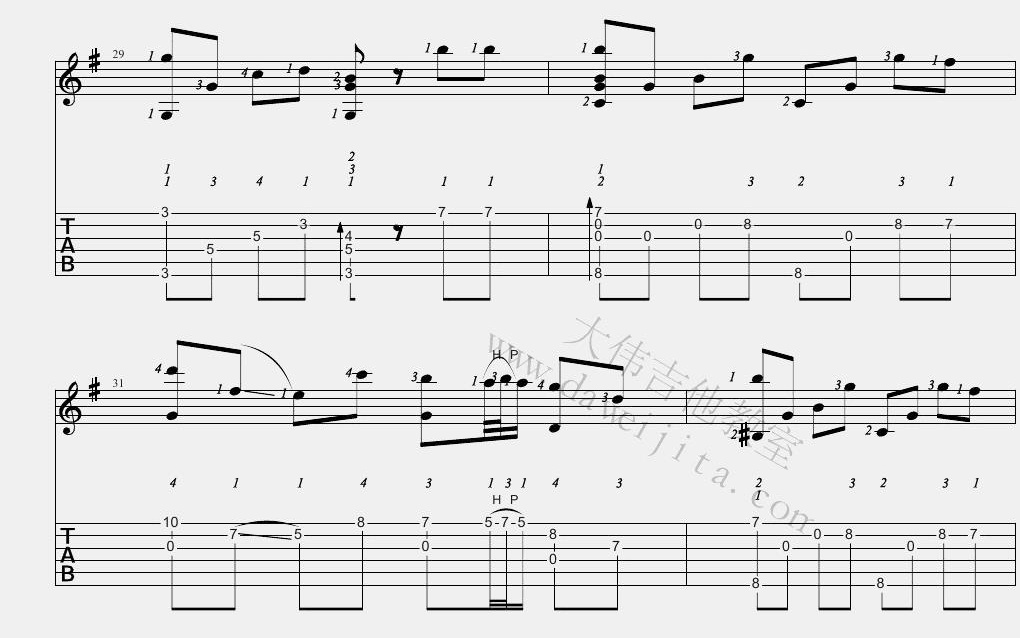 岸部真明《花 Flower  指弹 》吉他谱(G调)-Guitar Music Score