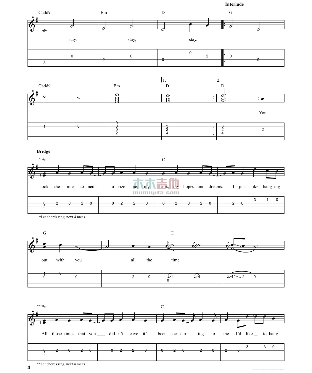 Taylor,Swift《Stay Stay Stay》吉他谱-Guitar Music Score