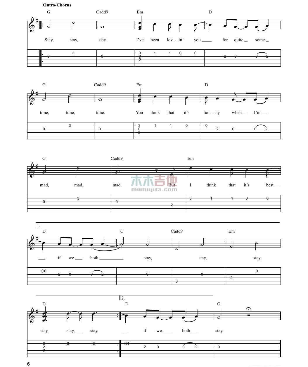 Taylor,Swift《Stay Stay Stay》吉他谱-Guitar Music Score