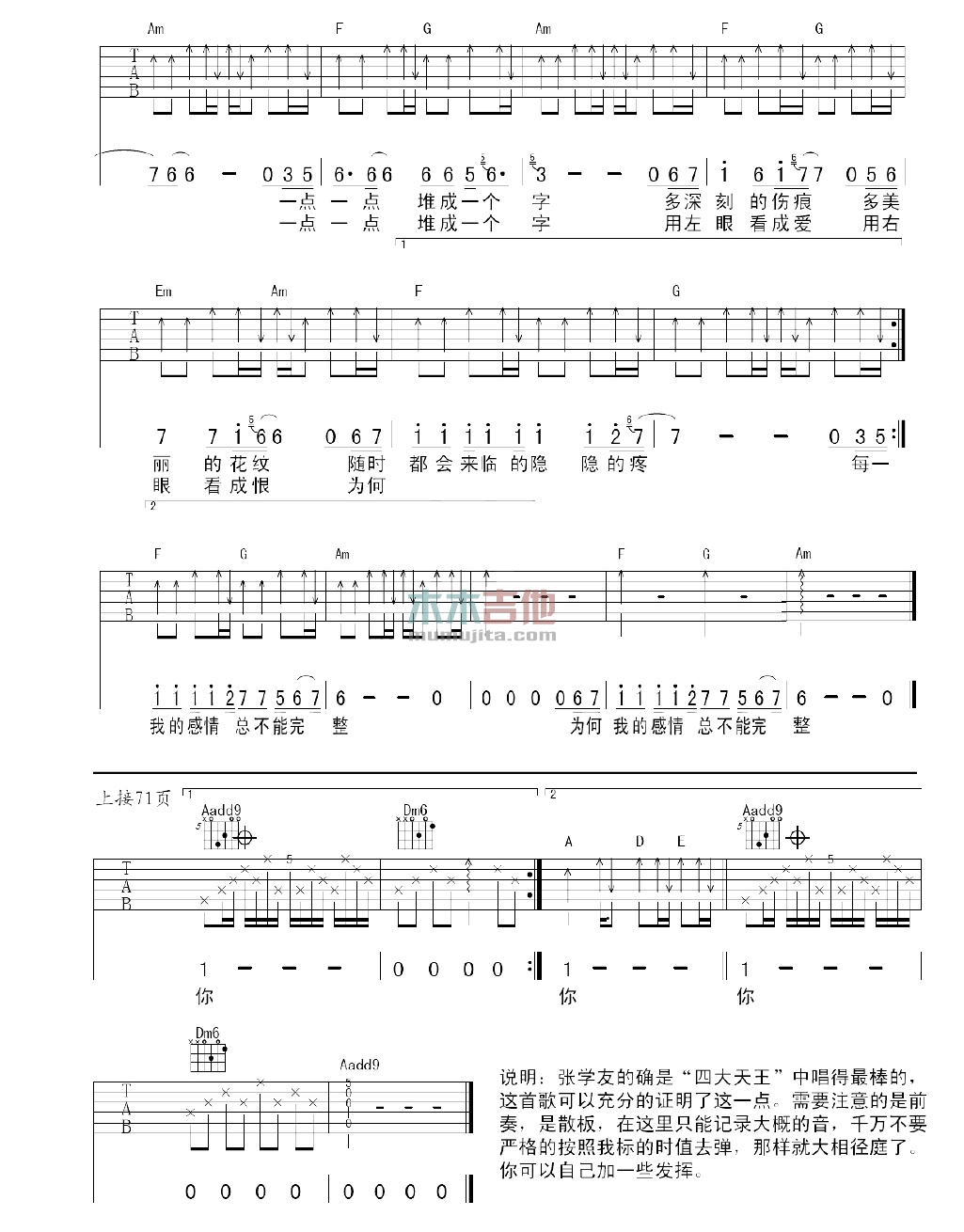 常艾非《刺心》吉他谱-Guitar Music Score