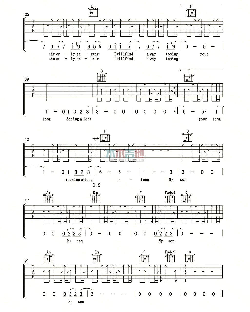 Billy,Crudup《Sing Along》吉他谱-Guitar Music Score