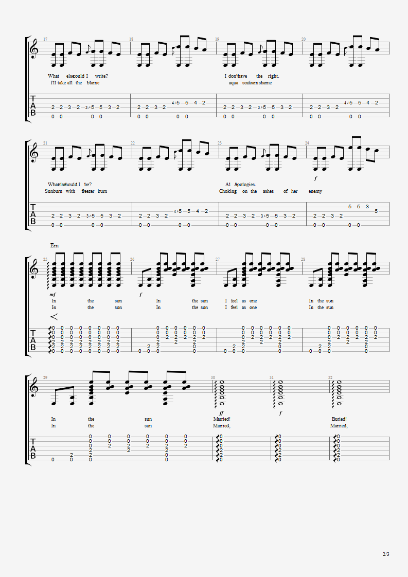 Nirvana《All Apologies》吉他谱-Guitar Music Score