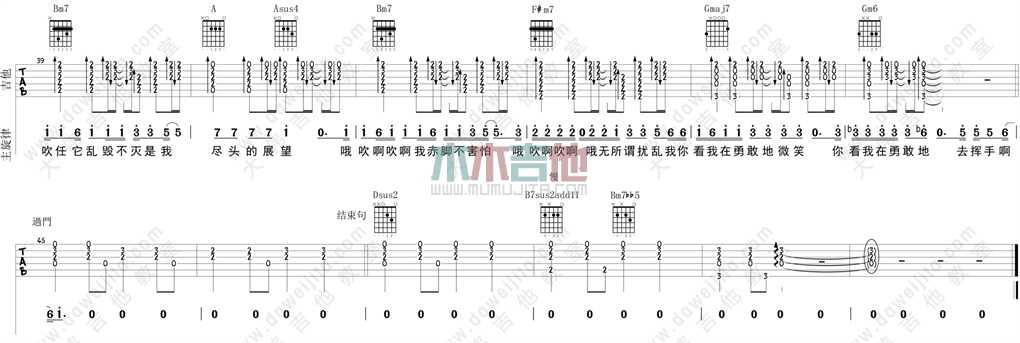 苏运莹《野子 男声版 》吉他谱(D调)-Guitar Music Score