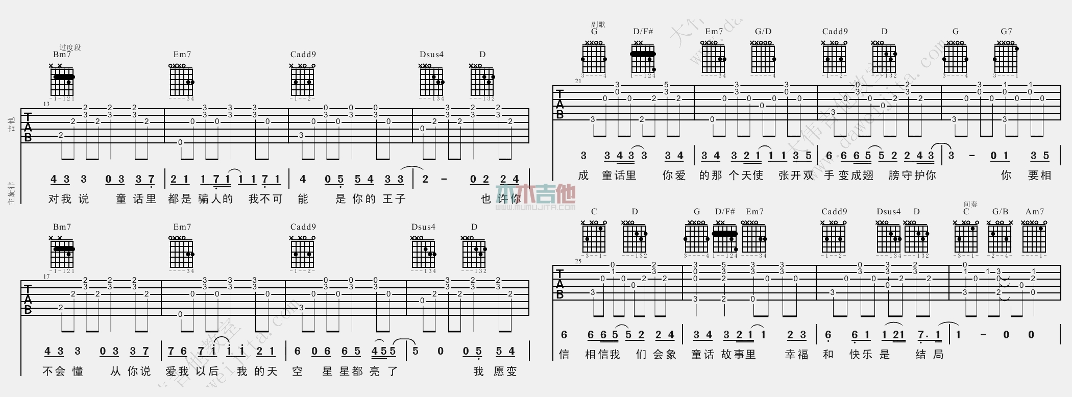 光良《童话》吉他谱-Guitar Music Score