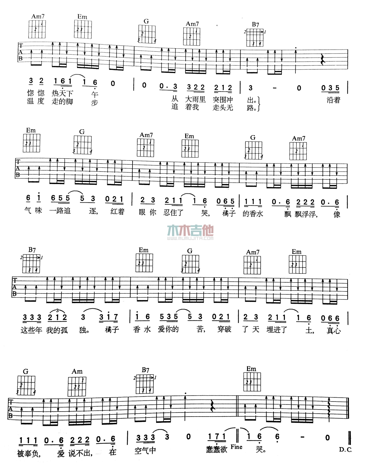 任贤齐《橘子香水》吉他谱-Guitar Music Score