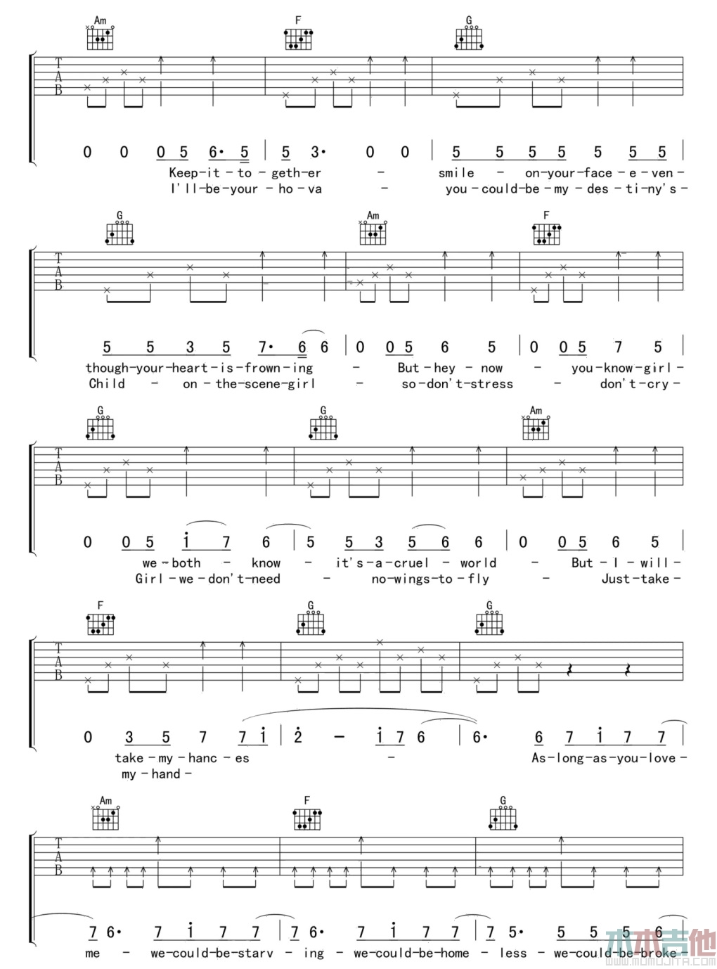 Justin,Bieber《As long as you love me》吉他谱-Guitar Music Score