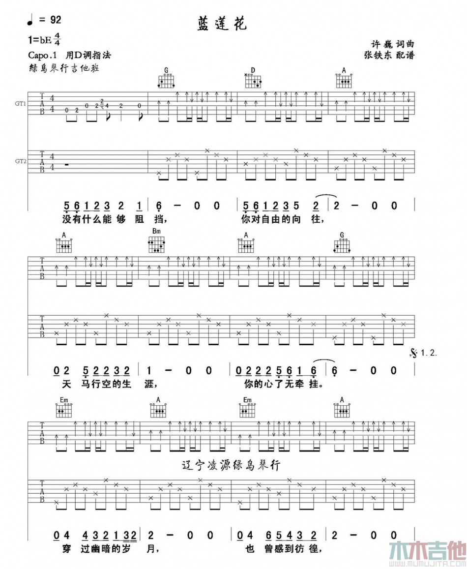 许巍《蓝莲花》吉他谱-Guitar Music Score