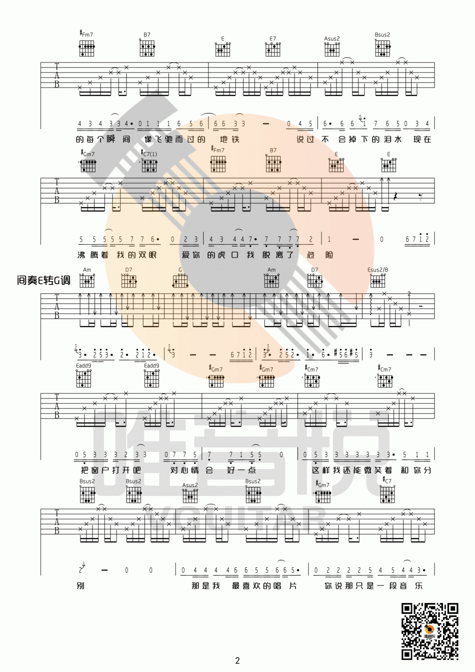 张磊《虎口脱险》吉他谱-Guitar Music Score