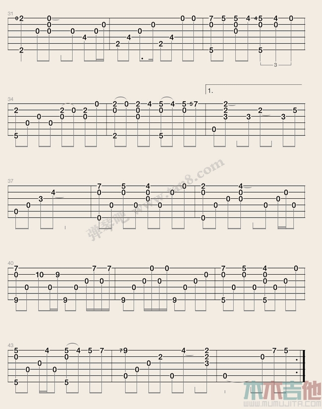 王菲《矜持 指弹 》吉他谱-Guitar Music Score
