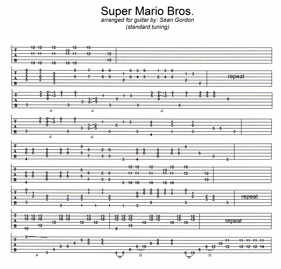 游戏动漫《超级马里奥兄弟 指弹 》吉他谱-Guitar Music Score