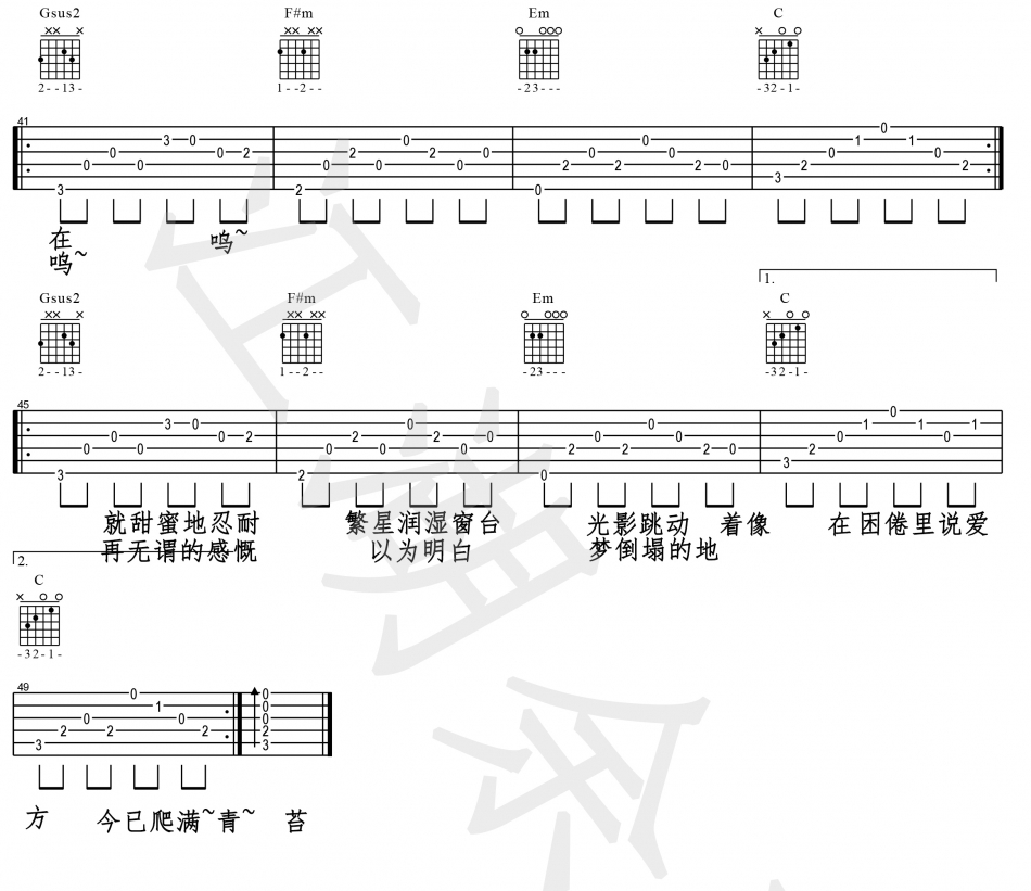 陈鸿宇《理想三旬》吉他谱-Guitar Music Score
