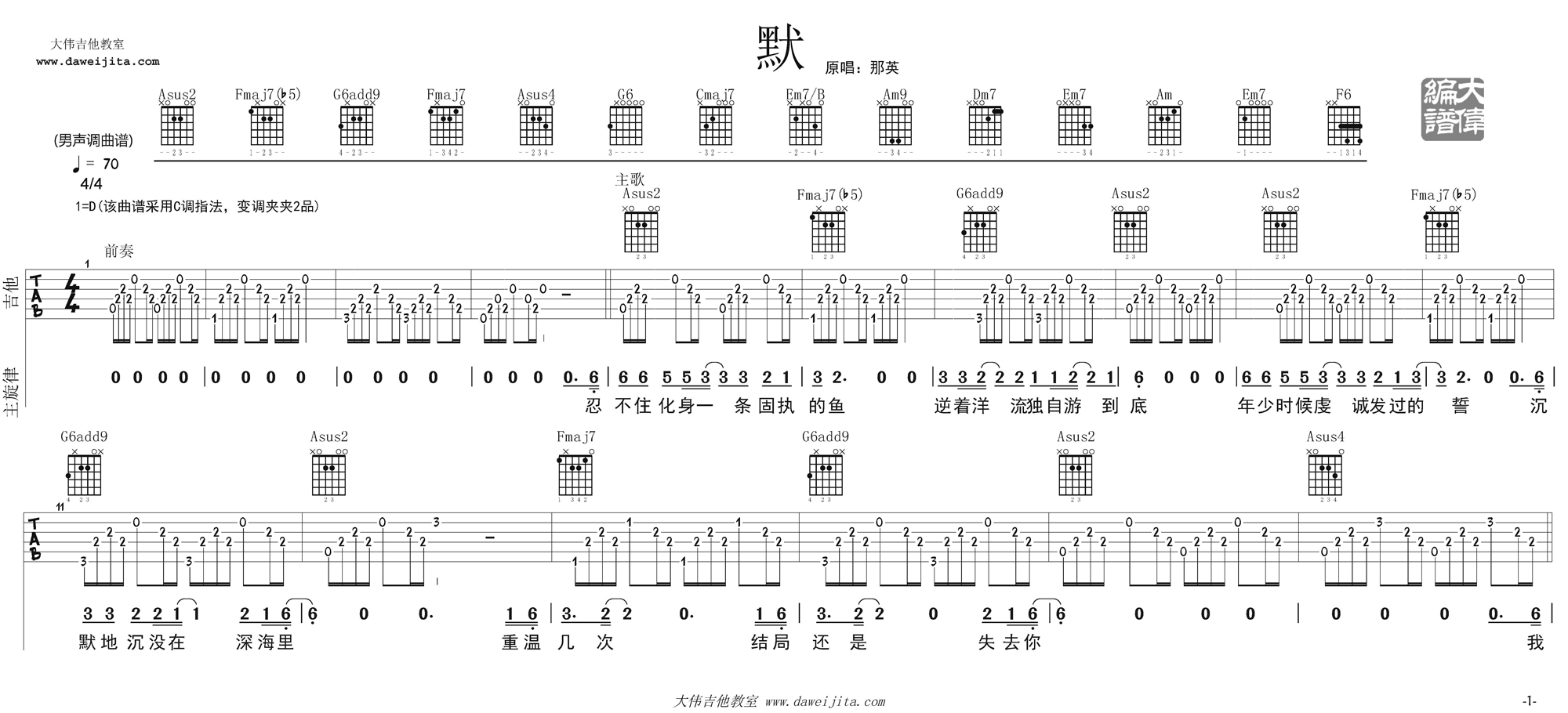 李宗盛《山丘 原版 》吉他谱-Guitar Music Score - GTP吉他谱