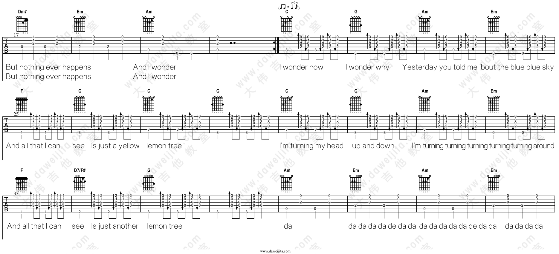 Fool,s,Garden《Lemon Tree》吉他谱(C调)-Guitar Music Score
