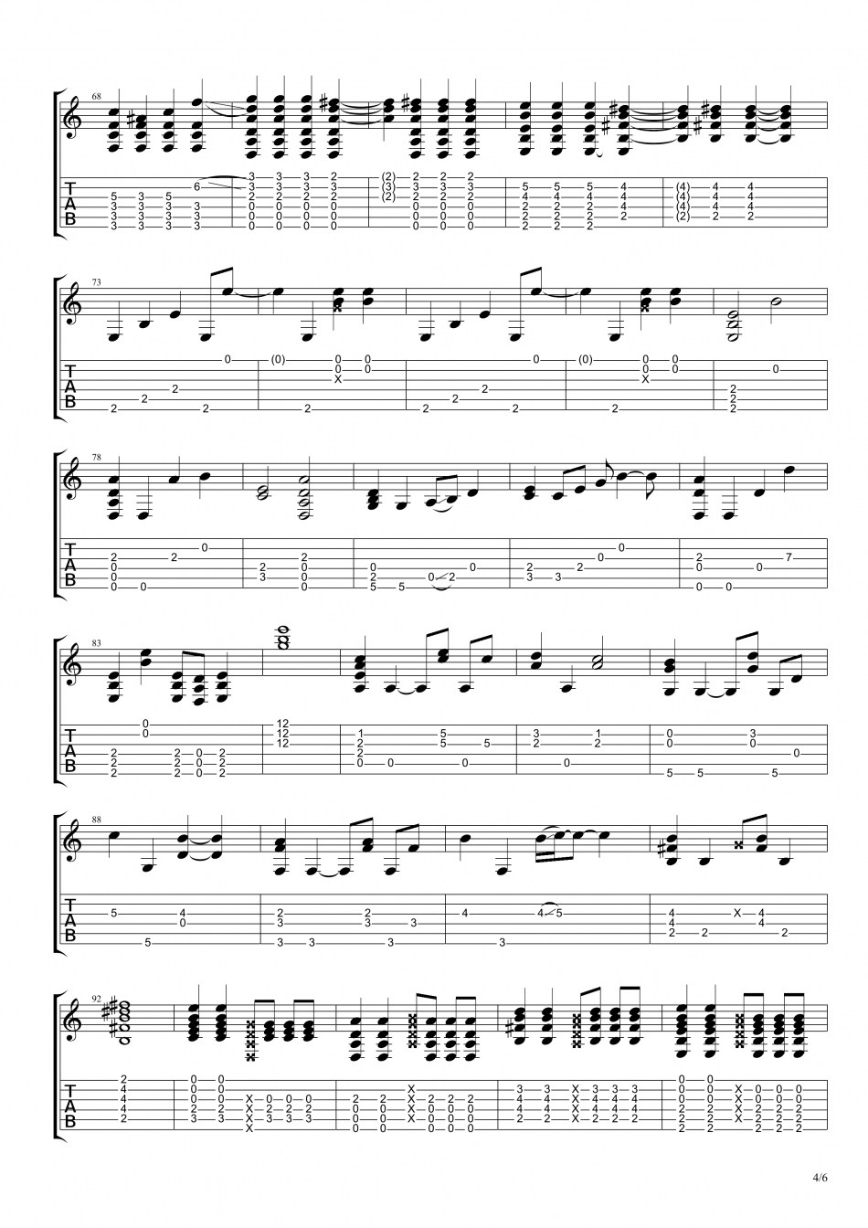 丁当《手掌心 指弹 》吉他谱-Guitar Music Score