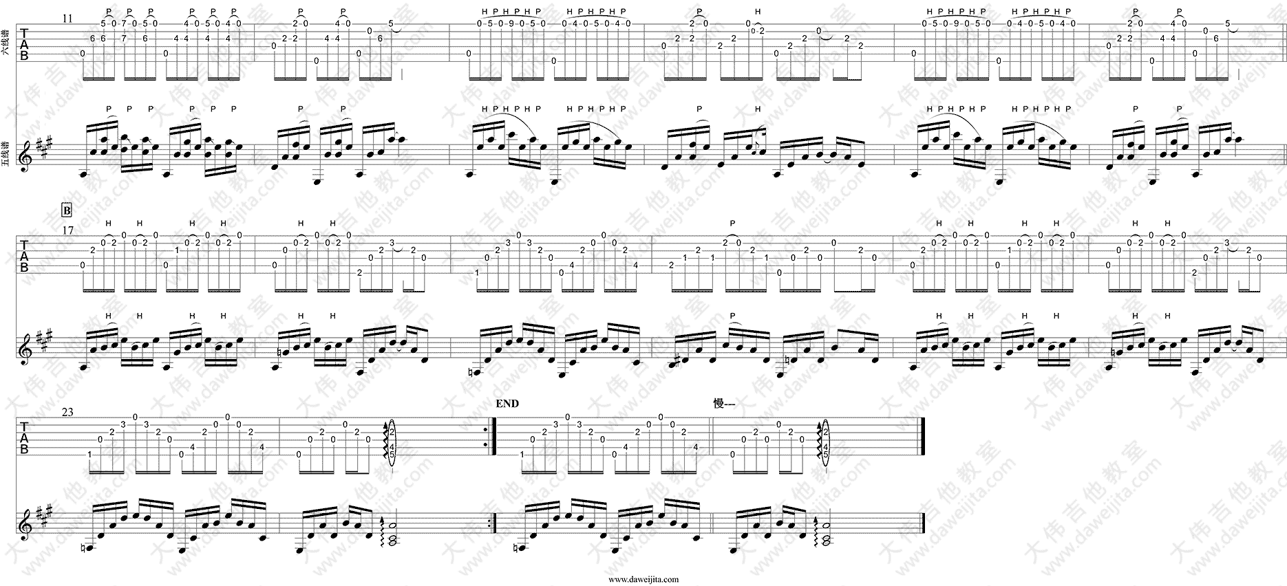 大伟《雪 指弹 》吉他谱-Guitar Music Score