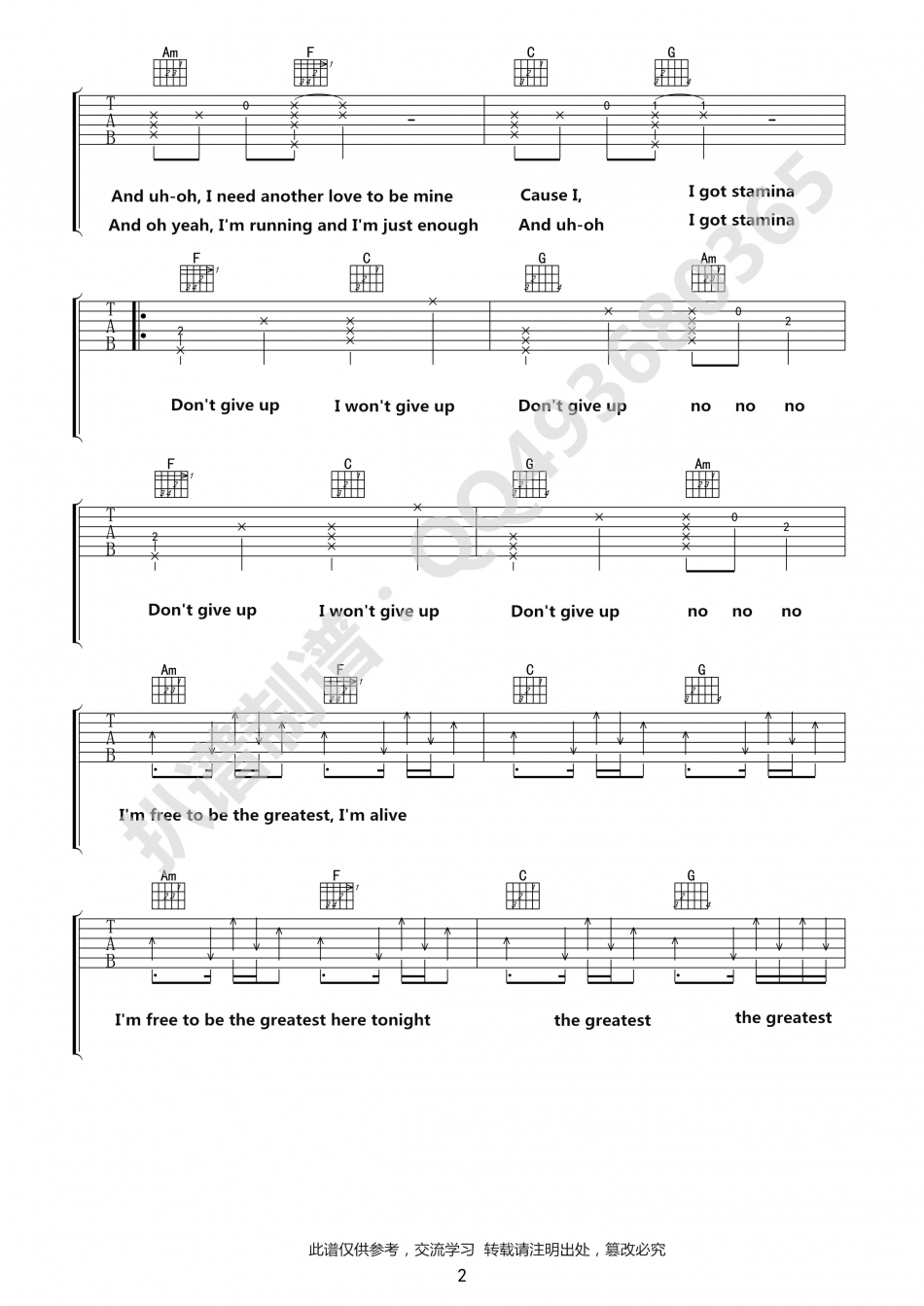 Sia《The Greatest》吉他谱-Guitar Music Score