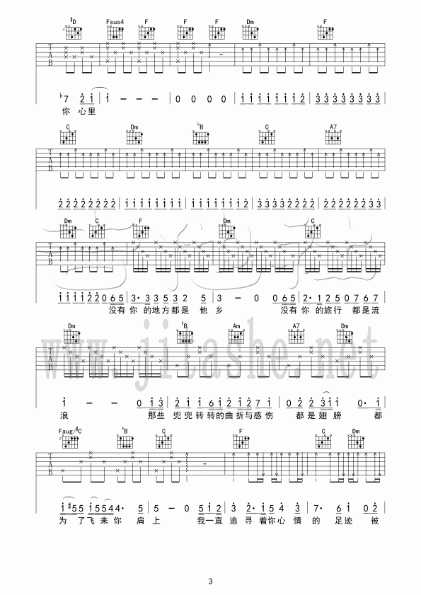 王菲《你在终点等我》吉他谱-Guitar Music Score