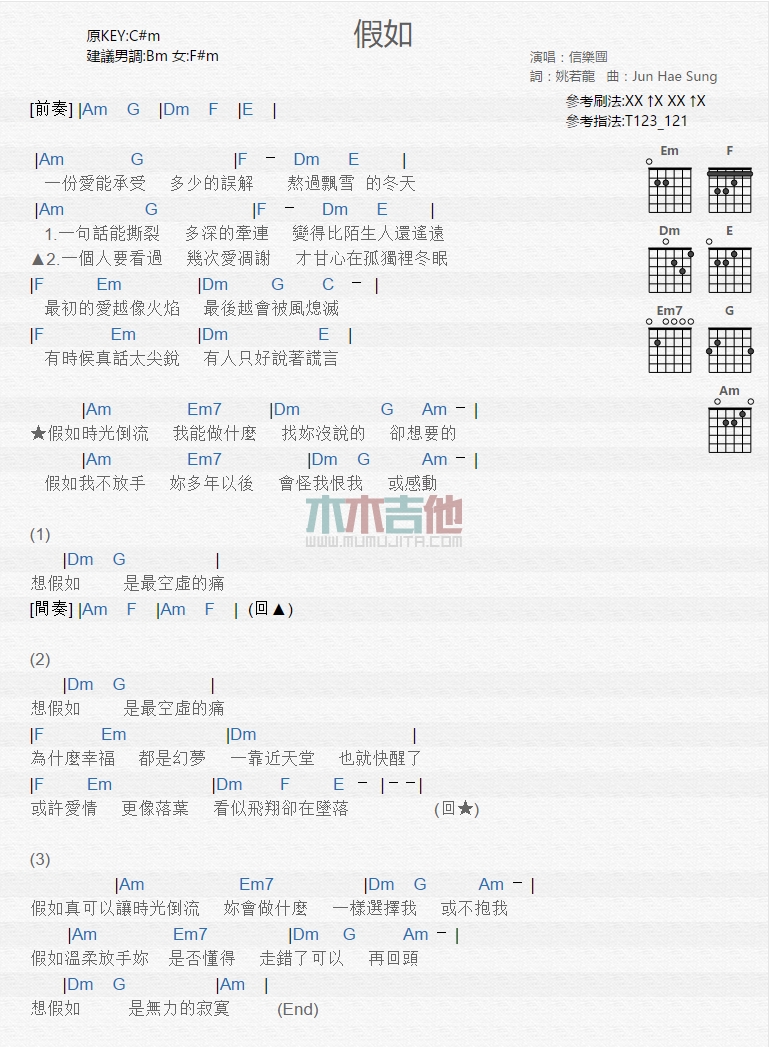 信乐团《假如》吉他谱-Guitar Music Score