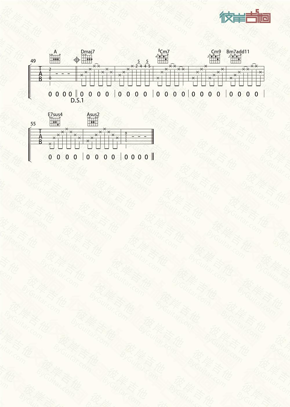 许茹芸《如果云知道》吉他谱(A调)-Guitar Music Score