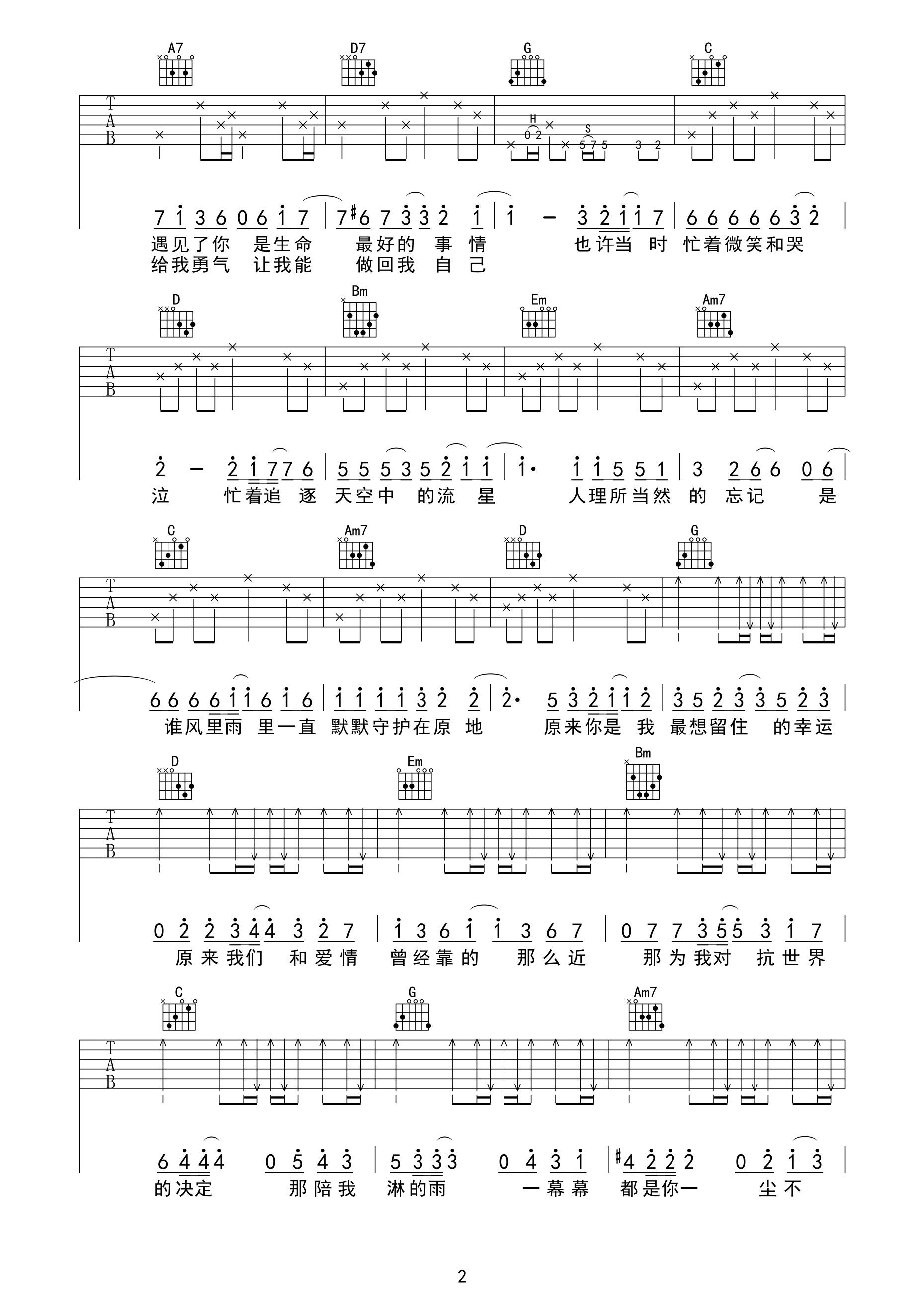 田馥甄《小幸运》吉他谱-Guitar Music Score